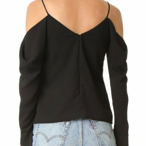 C/Meo Collective Womens Black Long Sleeve OFF The Shoulder Blouse Top Size Small - Picture 2 of 7
